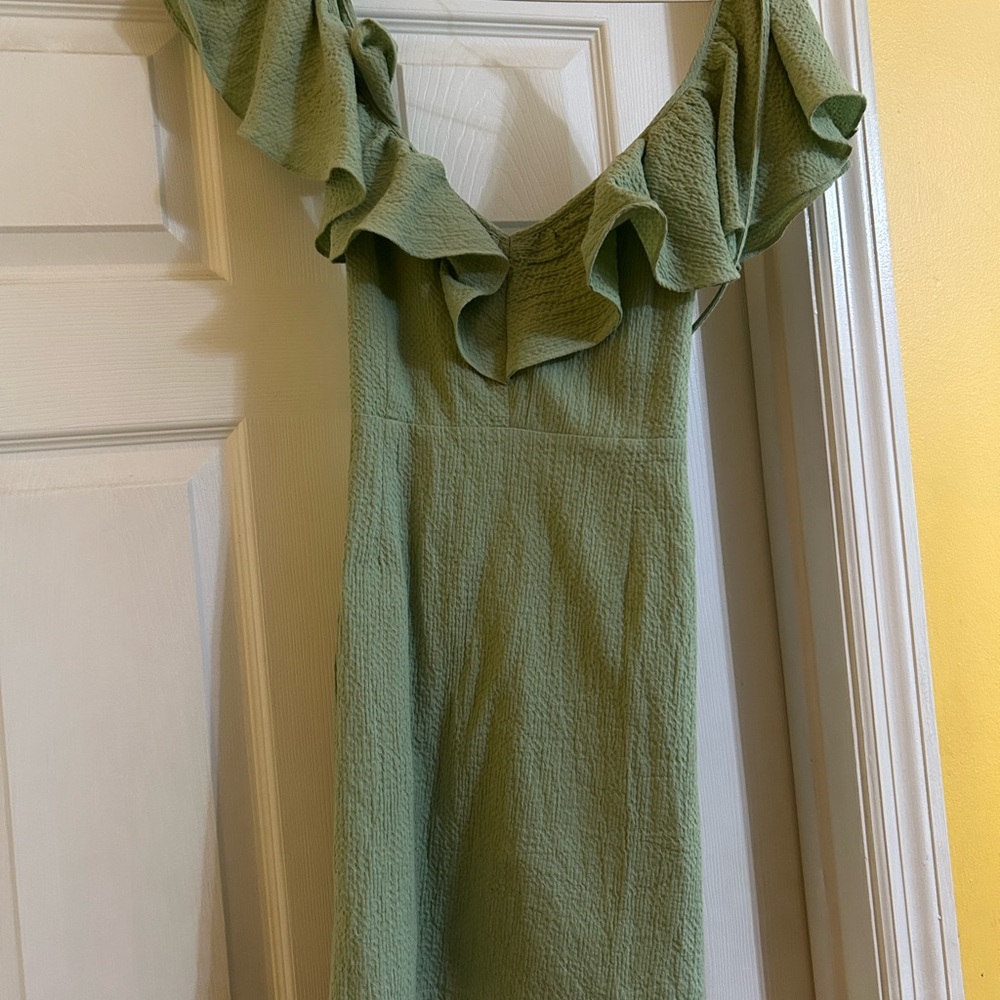 MINKPINK Green Ruffled One Shoulder Sundress